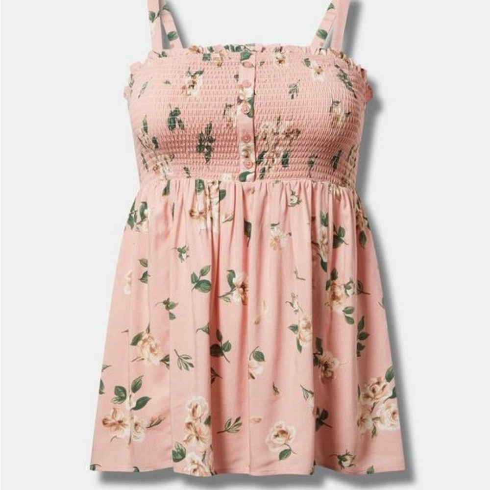 Torrid Pink Floral Smocked Top